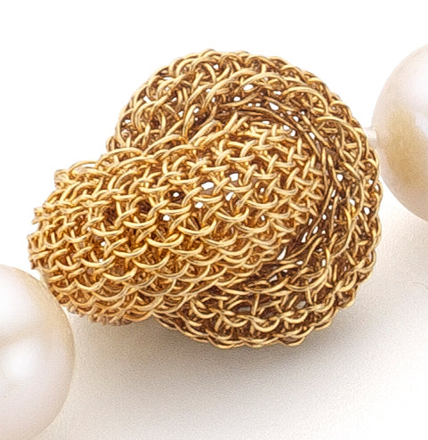 Perlen Kette mit Gold Knoten versteckter Verschluss