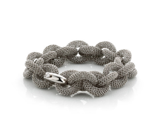 Link Armband in Weißgold mit Diamanten