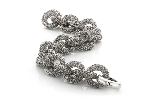Link Armband in Weißgold mit Diamanten