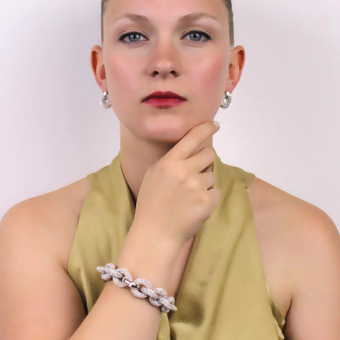 Link Armband in Weißgold mit Diamanten