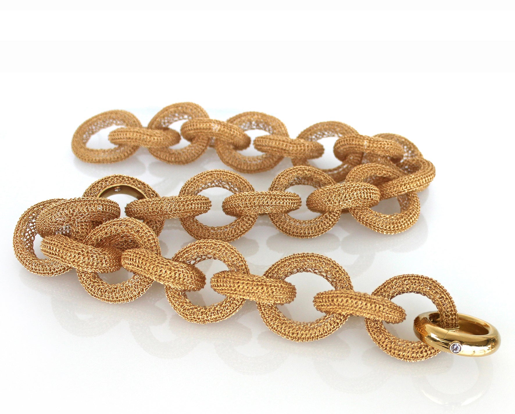 18K Link Halskette, Diamanten