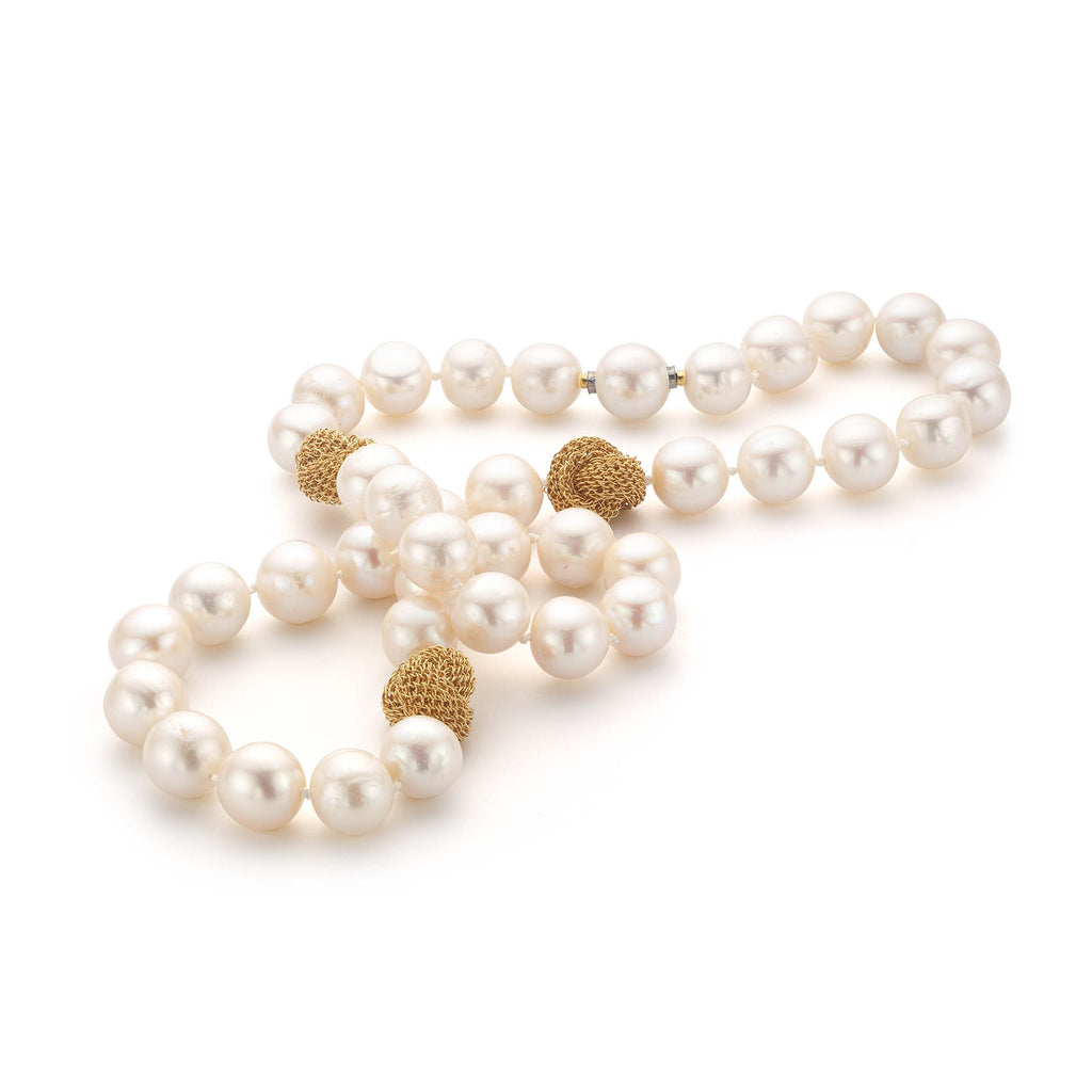 Perlen Kette mit Gold Knoten versteckter Verschluss