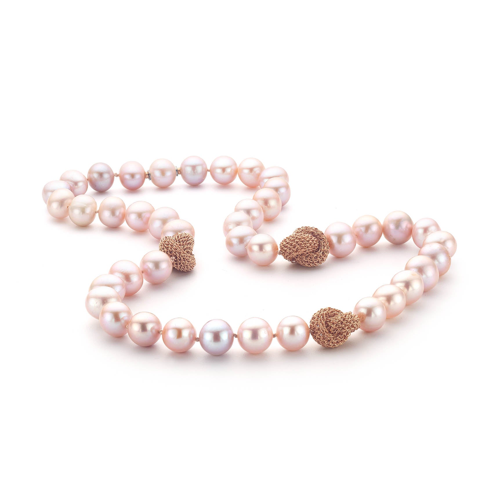 Rosé Perlen Kette mit Knoten