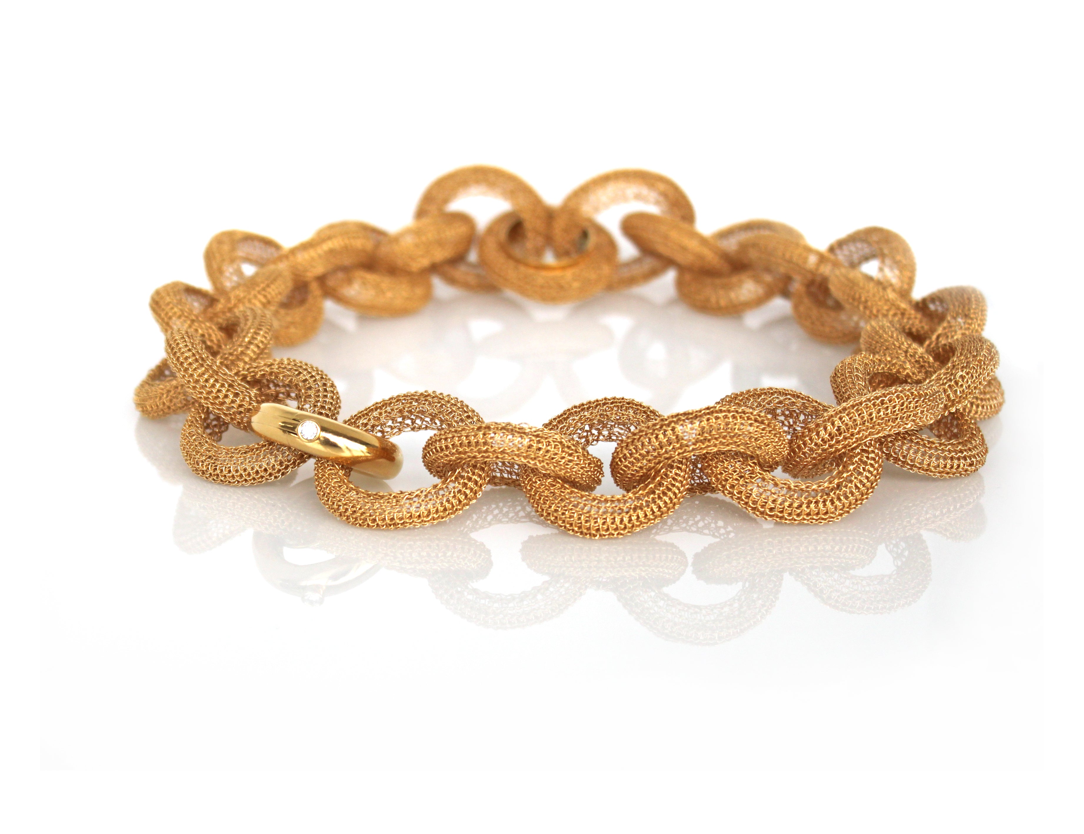 18K Link Halskette, Diamanten